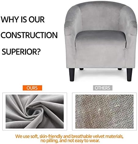 Yaheetech Compact Velvet Accent Chairs Set of 2 for Small Spaces, Gray