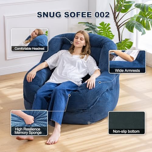 Giant Bean Bag Chair for Adults, Oversized Floor Lounge Chair with Armrests |...