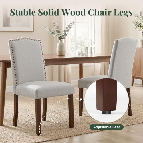 Upholstered Dining Chair Set of 4, Farmhouse Fabric Kitchen Chair | Modern, P...