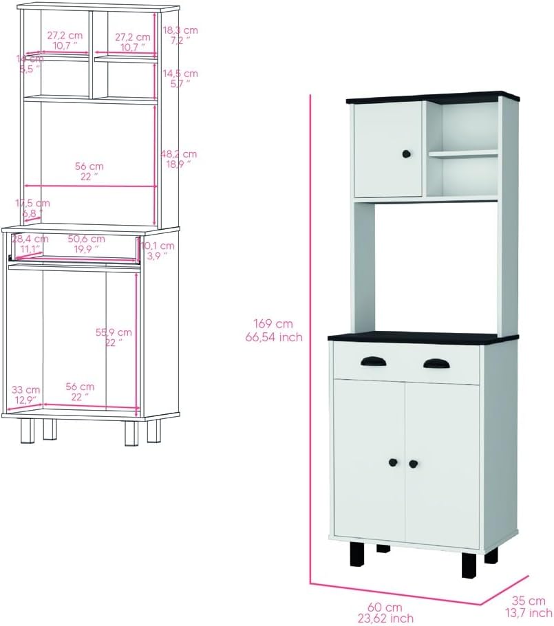 Pantry Storage Cabinet, Sideboard Locker for Small Space, for Kitchen Living ...