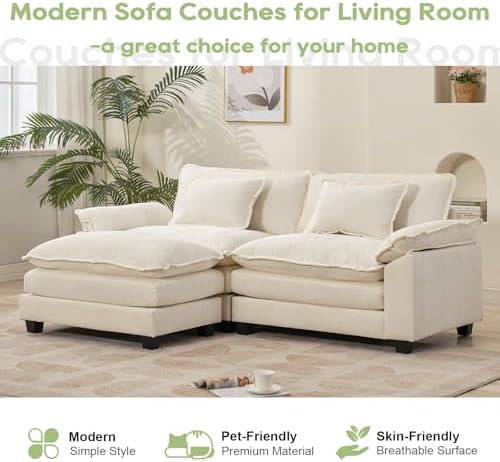 Oprisen 86" Modular Sectional Sofa, Comfy Deep Cloud Couch with Ottoman ...