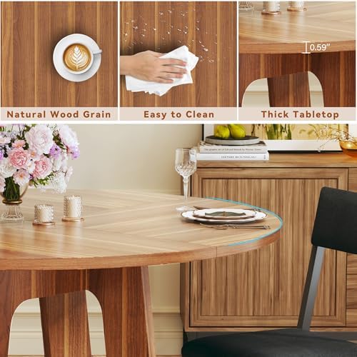 HUAHUU Round Dining Table Set for 6, 7-Piece Kitchen Table and Chairs for 6, ...