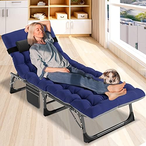 DoCred Chaise Lounge Chair, 5-Position Folding Outdoor Lounge Chair | Heavy D...