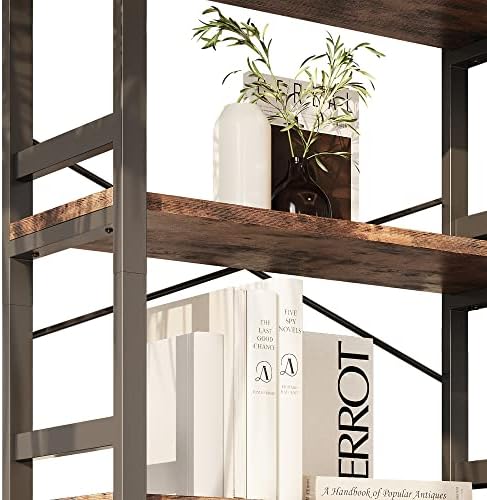IRONCK Bookshelf, 31.5" 5-Tier Ladder Industrial Bookcase, 110lb Shelf