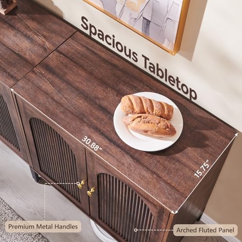 IFGET 92.63" W Modern Arched Sideboard Buffet Cabinet with Storage, Brown