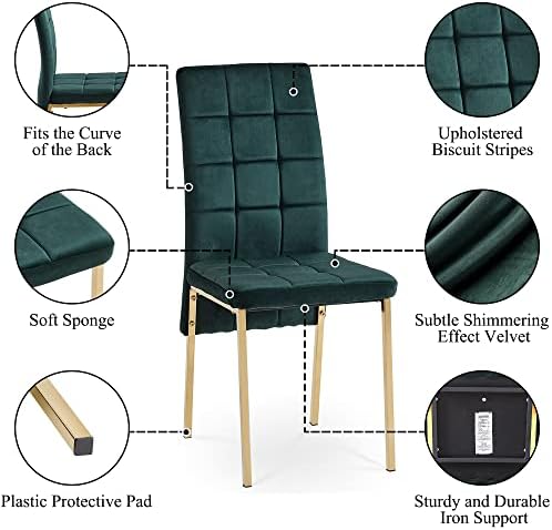 NORDICANA Upholstered Velvet Dining Chairs Classic Kitchen High Back Chairs S...