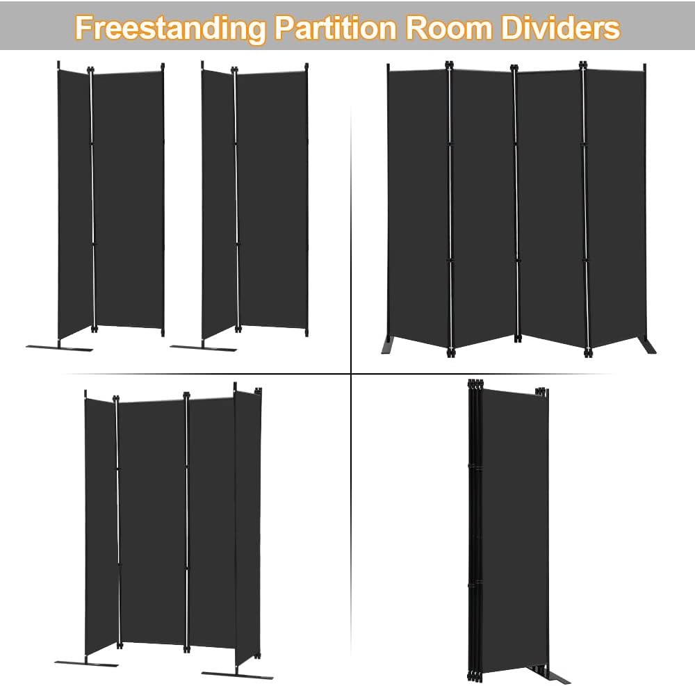 MAYOLIAH 4 Panel Room Divider 6Ft Tall Indoor Foldable Privacy Screen wall