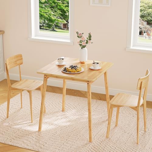 HOOBRO Bamboo Dining Table, Square Dining Table for 2, 27.6" Kitchen Tab...