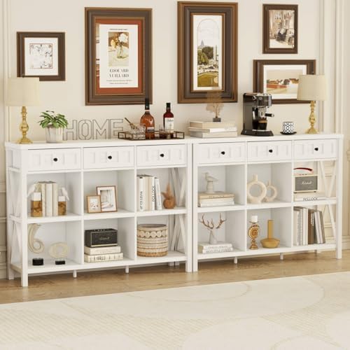 FATORRI 6 Cube Storage Organizer Bookshelf with 3 Drawers, 47 Inch Long Horiz...