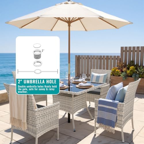 10-Piece Patio Dining Set, 2 Tempered Glass Tables & 8 Wicker Chairs