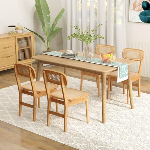 GOFLAME Rattan Dining Chairs Set of 2, Mid-Century Modern Kitchen Chairs with...
