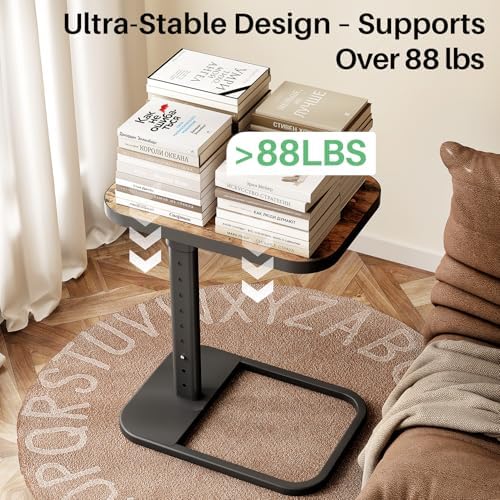 Kitstorack TV Tray Table, Adjustable Height & Flip-Top & Rounded Meta...