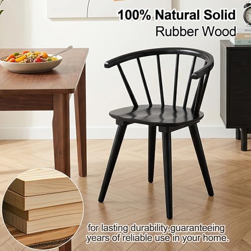 DUHOME Wooden Black Dining Chairs Set of 4,Windsor Dining Room Chairs