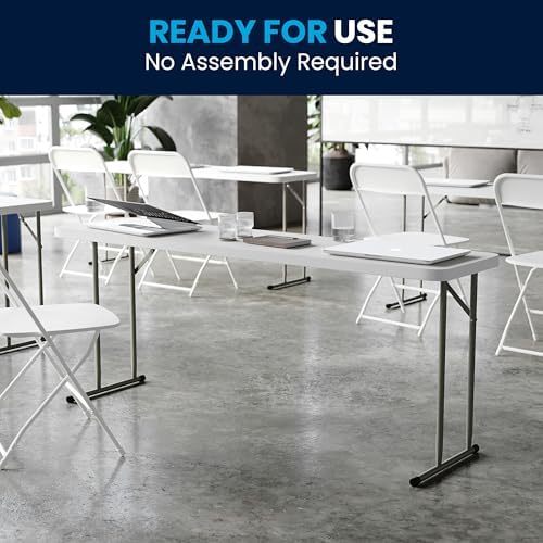 Flash Furniture 6 ft Plastic Folding Training Table, Granite White