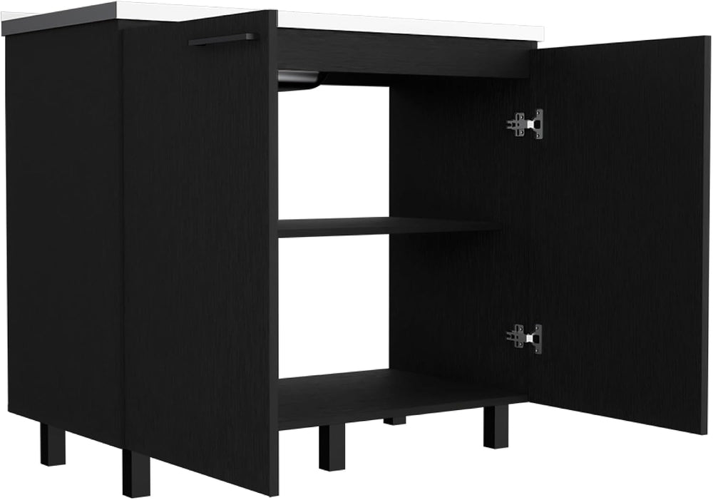 Utility Sink Cabinet Burwood, Kitchen, Black