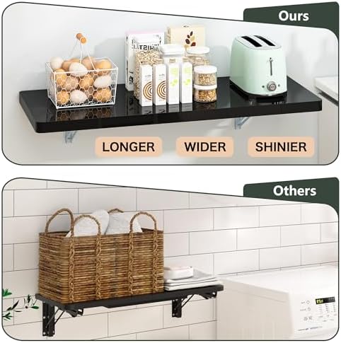 Clikuutory Wall Mounted High Gloss Folding Table 39.4" L x 19.7" W,...