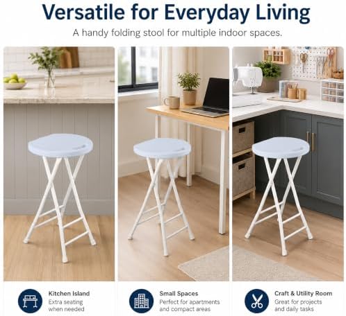 COOZMENT 24-Inch Folding Stool with Handle, Folding Bar Stool with Non-Slip F...