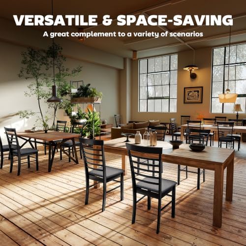 HOMCOM Wooden Dining Chairs Set of 4 Upholstered, Black and Gray