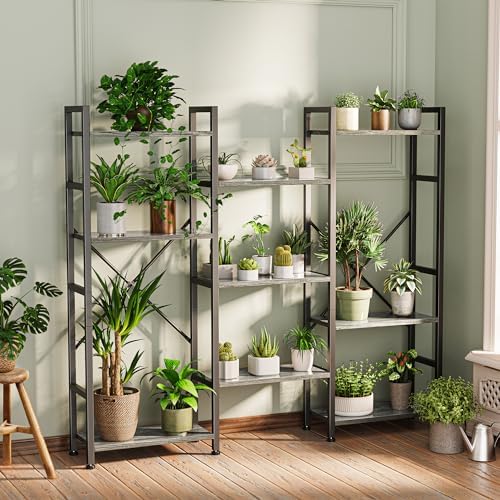 SUPERJARE Triple Bookshelf, Bookcase with 11 Open Display Shelves, Wide Book ...