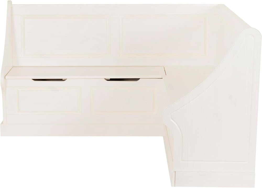 Linon Harris White Corner Breakfast Nook - Nook Only, Table is NOT included! ...