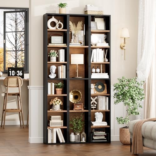 FOTOSOK Bookshelf Bookcase 8-Tier Narrow Bookshelf Tall CD Media Tower Rack