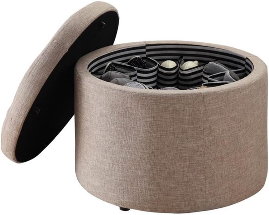 Convenience Concepts Designs4Comfort Round Shoe Ottoman, Tan Fabric