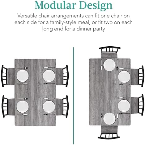 Best Choice Products 5-Piece Metal and Wood Indoor Modern Rectangular Dining ...