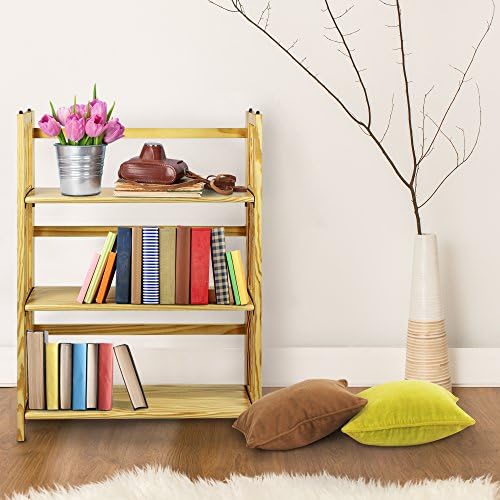 Casual Home 3-Shelf 27.5" Wide Folding Stackable Bookcase, Natural (New)