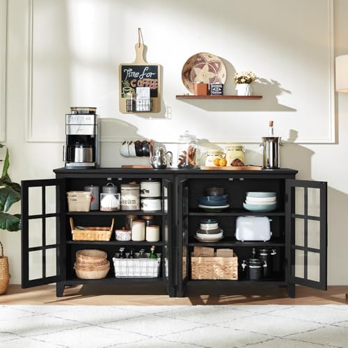 Large Sideboard Buffet Cabinet with Storage, 32" Farmhouse Kitchen Coffe...