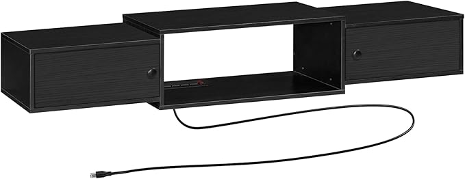 HOOBRO 55" Floating TV Stand with Power Outlets, Modern Wall Mounted Med...