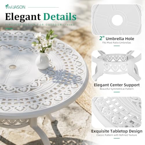 VIVIJASON 5-Piece Patio Furniture Dining Set, All-Weather Cast Aluminum Outdo...
