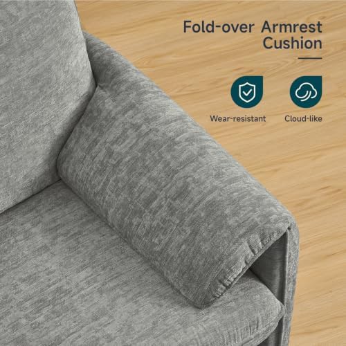 ONBRILL Oversized Accent Chair, 41 Inch Chenille Fabric Armchair, Grey