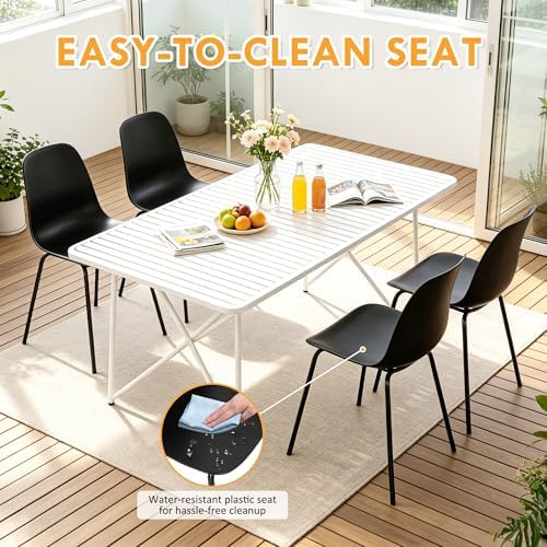 LSSPAID Modern Black Dining Chairs Set of 4, Waterproof Plastic Kitchen Chair...