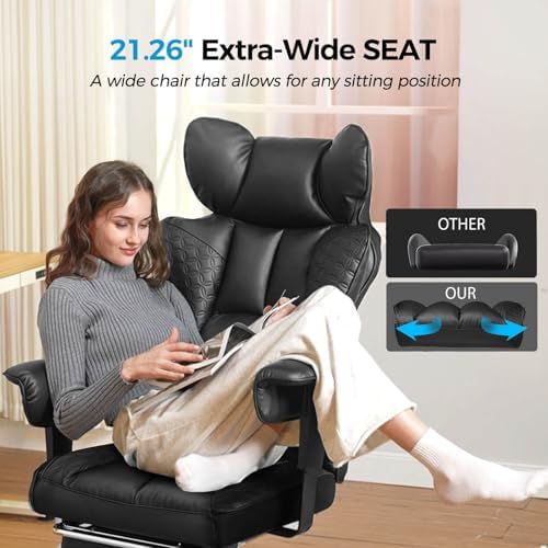 GTPLAYER Big and Tall Gaming Chair 400lbs Heavy Duty Office Chair with Footre...