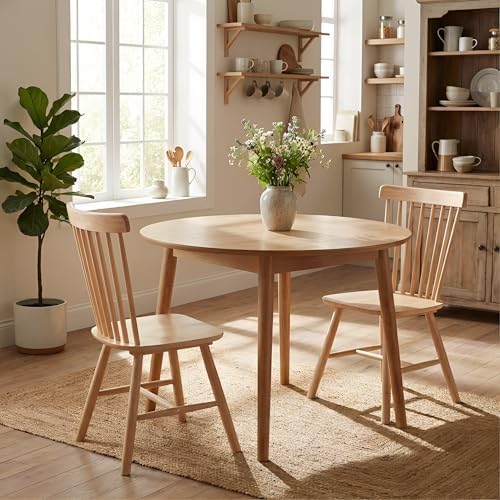 Windsor Dining Chairs Set of 2, Spindle Back Wooden Chairs