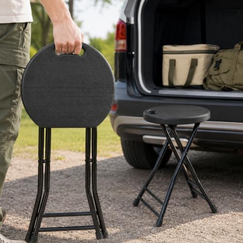 COOZMENT Folding Stool with Handle, Folding Chair,Folding Bar Stool with Non-...