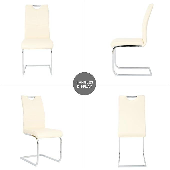 Goujxcy Dining Chairs Set of 4, Modern High Back Kitchen Chairs with Metal Le...