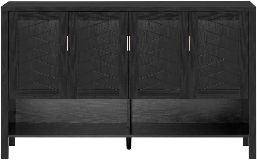 U_STYLE 55.1''Storage Sideboard with 4-Doors,Multi Functional Buffet ...