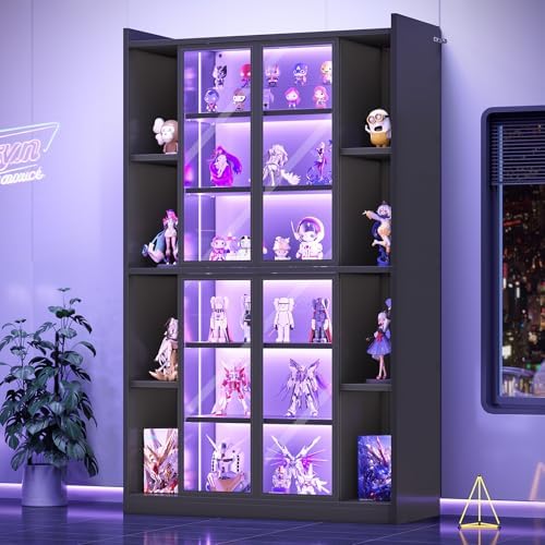 SEDETA 71" Tall 6-Tier Display Cabinet with Doors and Adjustable Shelves