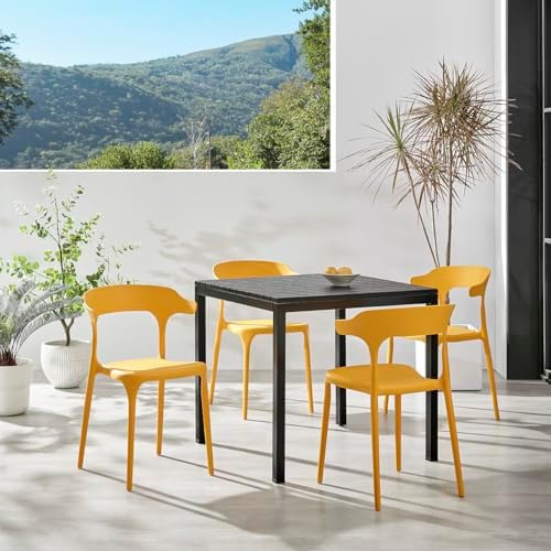 Modern Stackable Dining Chair Set, No Assembly, Plastic Chair, Patio Chair, S...