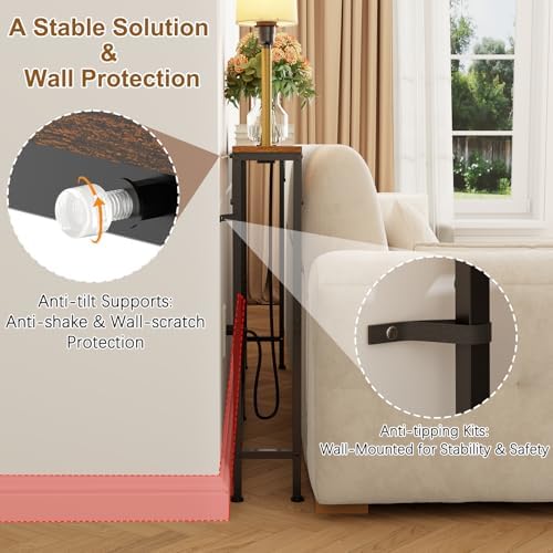 keomaisyto 63 Inch Narrow Console Table with 3-Color Adjustable Light and Cha...