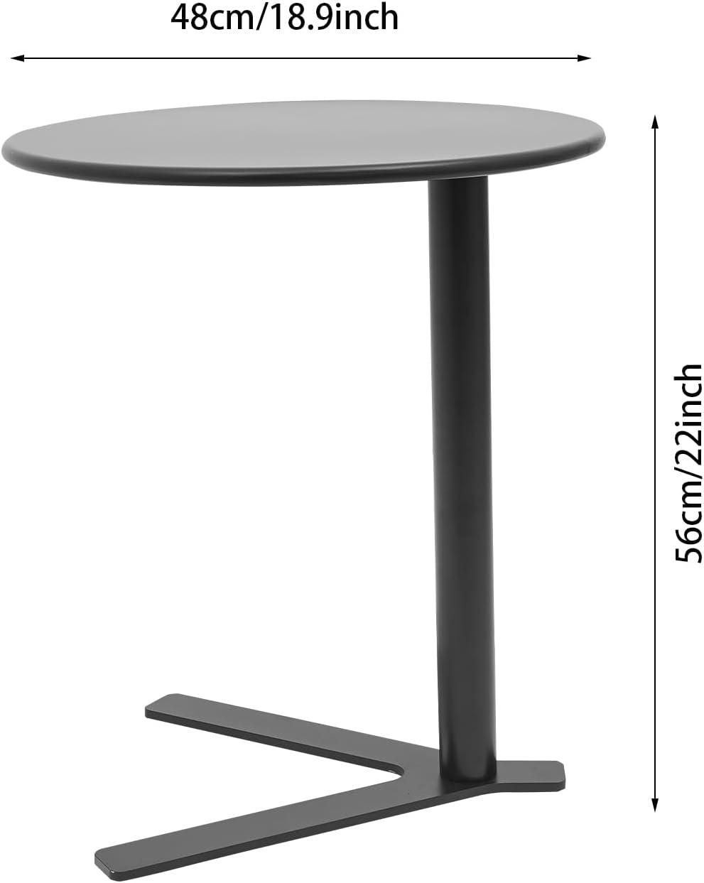 C Shaped End Table, Space Saving Round Sofa Side Tables Couch Table w/ Y-shap...