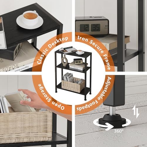 3-Tier Side Table Set of 2, Small End Table, Sofa Side Table for Narrow Space...