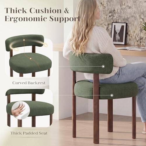 Wooden Dining Chairs Set of 4, Upholstered Kitchen Chairs with Solid Wood Leg...