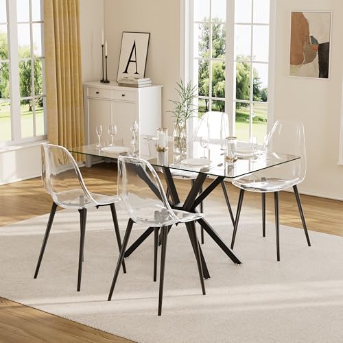 Baysitone Clear Dining Chairs Set of 4, Modern Kitchen Chairs with Transparen...