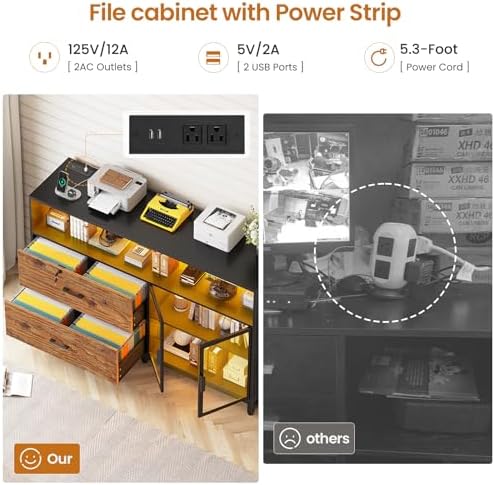 SEDETA 59" Filing Cabinet with Lock Drawers fits Legal Size for Home Off...