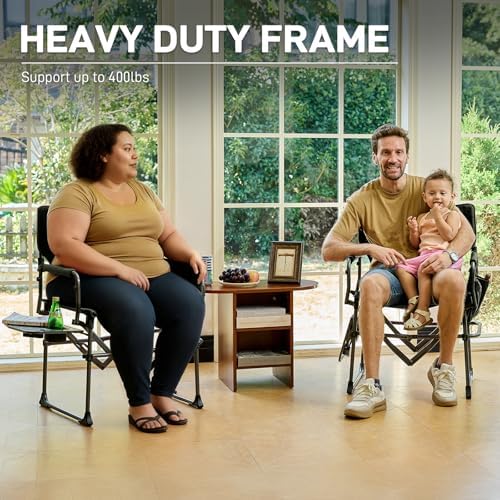 EVER ADVANCED Camping Directors' Chair with Side Table, Portable Folding ...