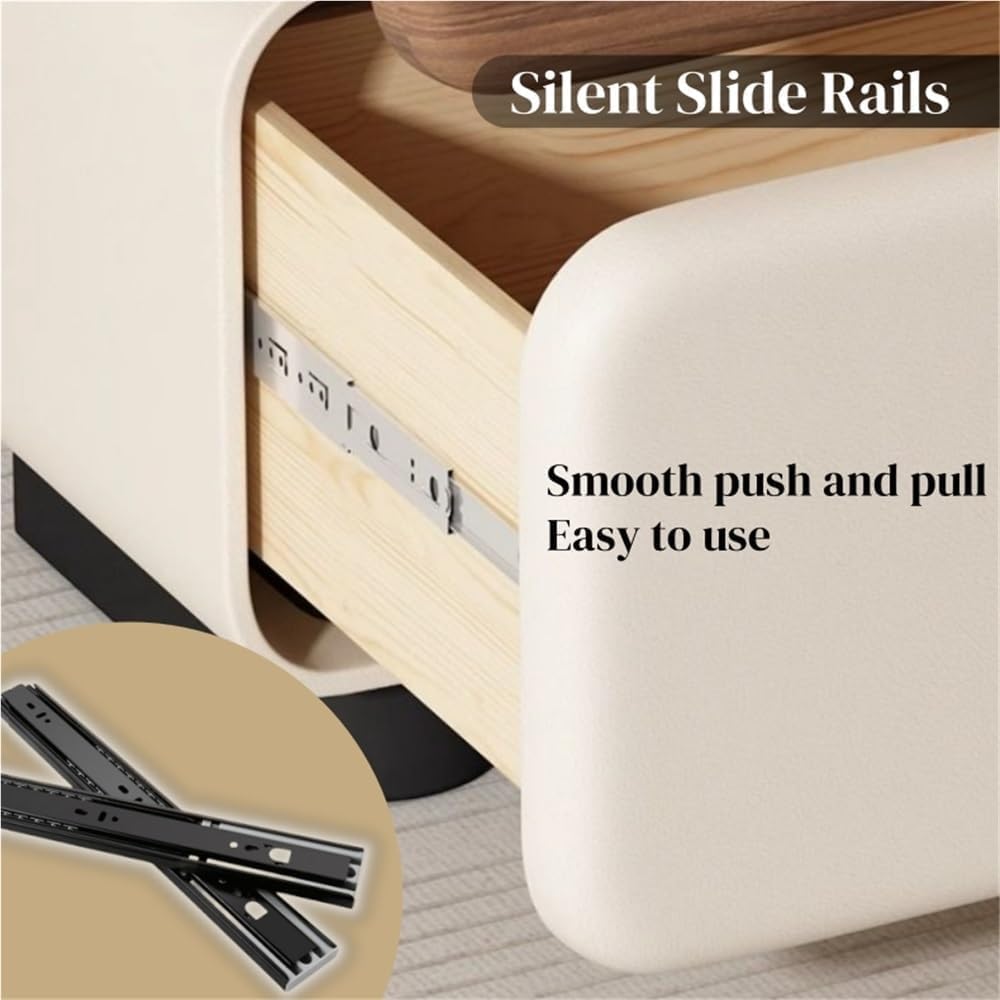 Modern Nightstand with 2 Drawers Minimalist Stylish Bedside Table Handleless ...