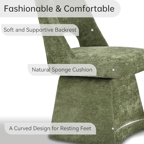 VKNOW Upholstered Swivel Dining Chairs Set of 4 with Curved Open Back