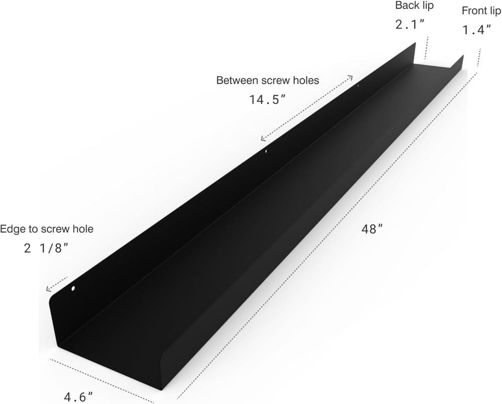 Made in USA Floating Metal Wall Shelf Picture Ledge - USA Manufactured Steel ...